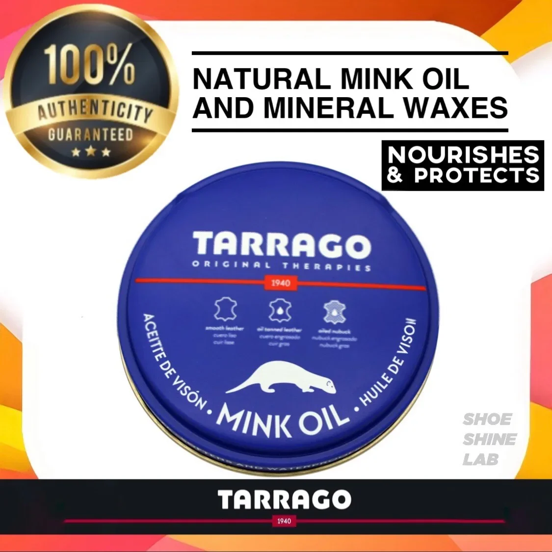 TARRAGO, Mink Oil, 100ml, Made in Spain (SHOE SHINE LAB- Singapore Instock- Sneaker Shoe Care)