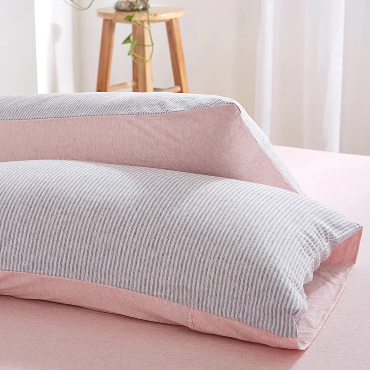 Full Cotton Pillowcase Simple Striped Knitted Cotton Single Pillow Case Tianzhu Cotton Cotton Pillowcase a Pair Take 2