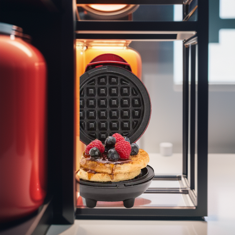 Mini Waffles Maker Machine For Home, Red - 350 Watts. 