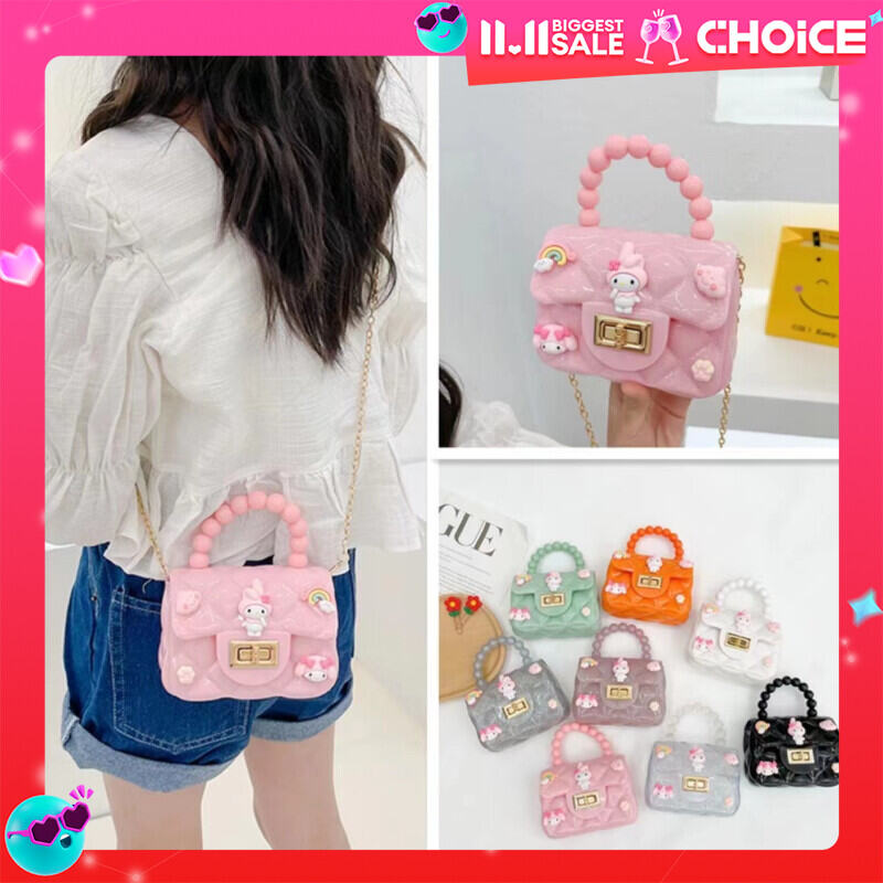 Cute Kids Sling Jelly Bag With Accessories Chain Sling Bags For Children