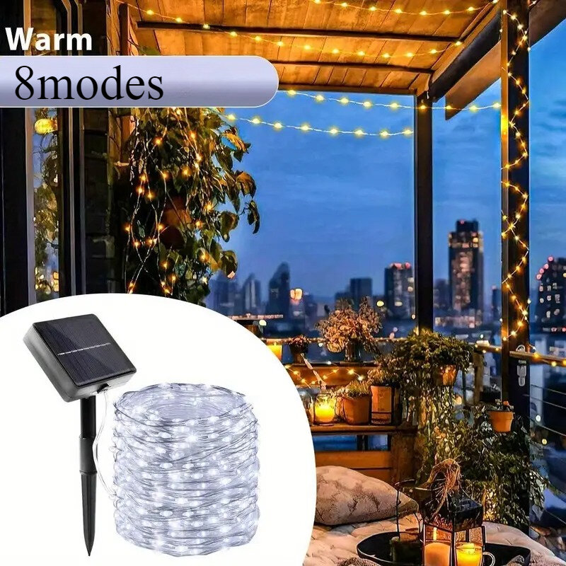 Solar Fairy Outdoor String Lights Copper Wire Fairy Garland Lights Solar Powered Lamp for Party Patio Tree Christmas Decorations