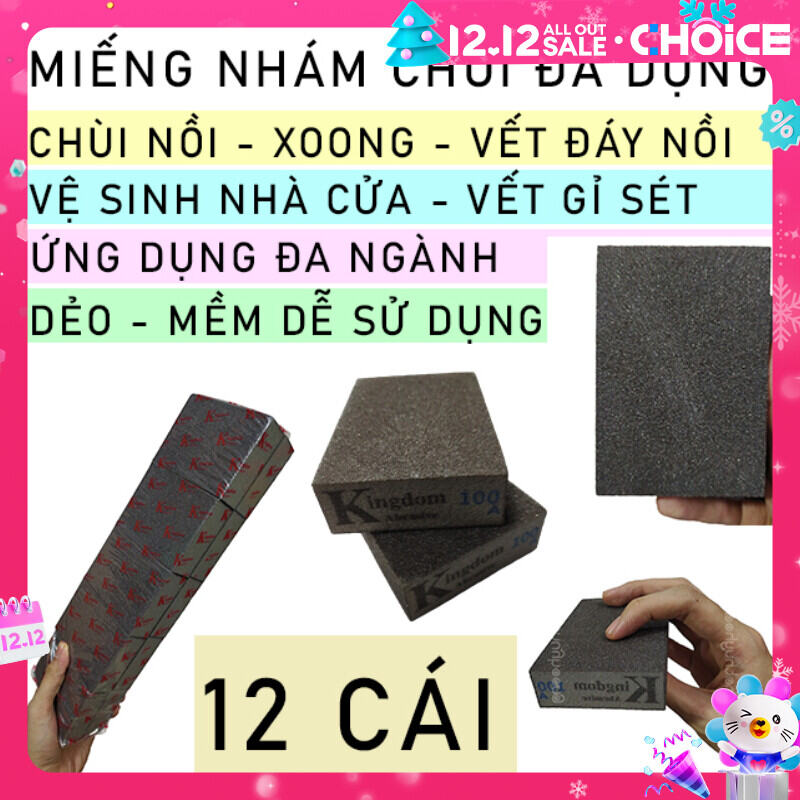 Combo 12 miếng nhám đa năng chà được mọi bề mặt hãng Kingdom chất lượng cao - miếng nhám chà gỉ , đít xoong nồi chảo , sắt thép và nhiều bề mặt khác - miếng nhám dẻo cọ chà mọi bề mặt - Phát Huy Hoàng