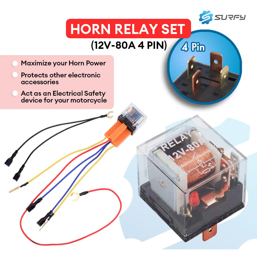 Surfy 12V Mini Horn Relay with Harness for Motorcycles