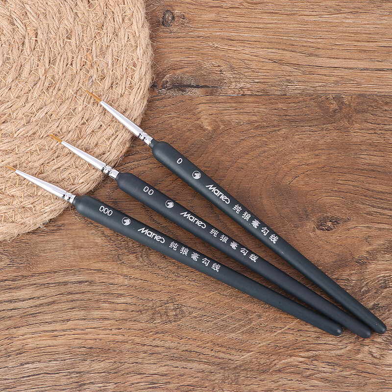 3Pcs 0/ 00/ 000 Miniature Paint Wolf Hair Professional Paint Brush Art Supplies