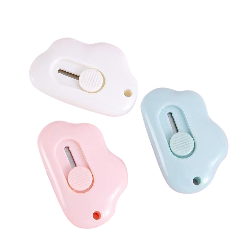Combo 2 Dao Rọc Giấy Mini Hình Đám Mây Thiết Kế Nhỏ Gọn Màu Pastel Xinh Xắn Có Thể Làm Móc Khóa