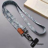 Adjustable Crossbody Phone Strap National Trend Ethnic Print Wide Strap Long Hanging Chain Anti-Loss Neck Side Cross Camera Strap Phone Case Pendant