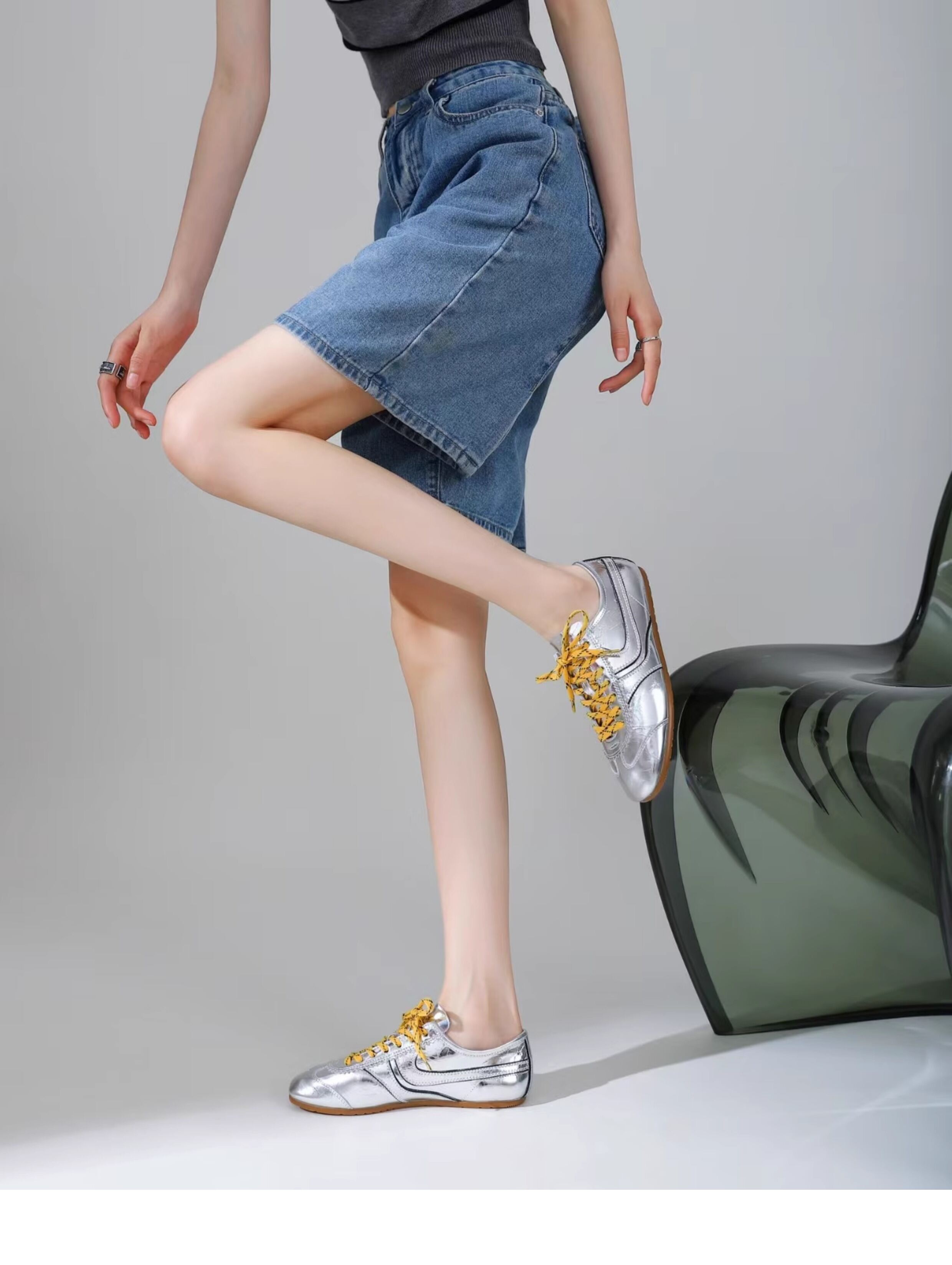 Olive Green Agam Shoes Deqin Casual Sneakers Women's Flat Bottom Sports Shoes Easy to Wear Comfortable Leather Interior · v12