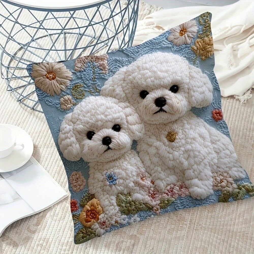 New Super Soft Pillowcase Simulated Embroidery 2D Pattern Pillow Case 45x45 Cute Animals Sofa Pillow Cover Home Decor