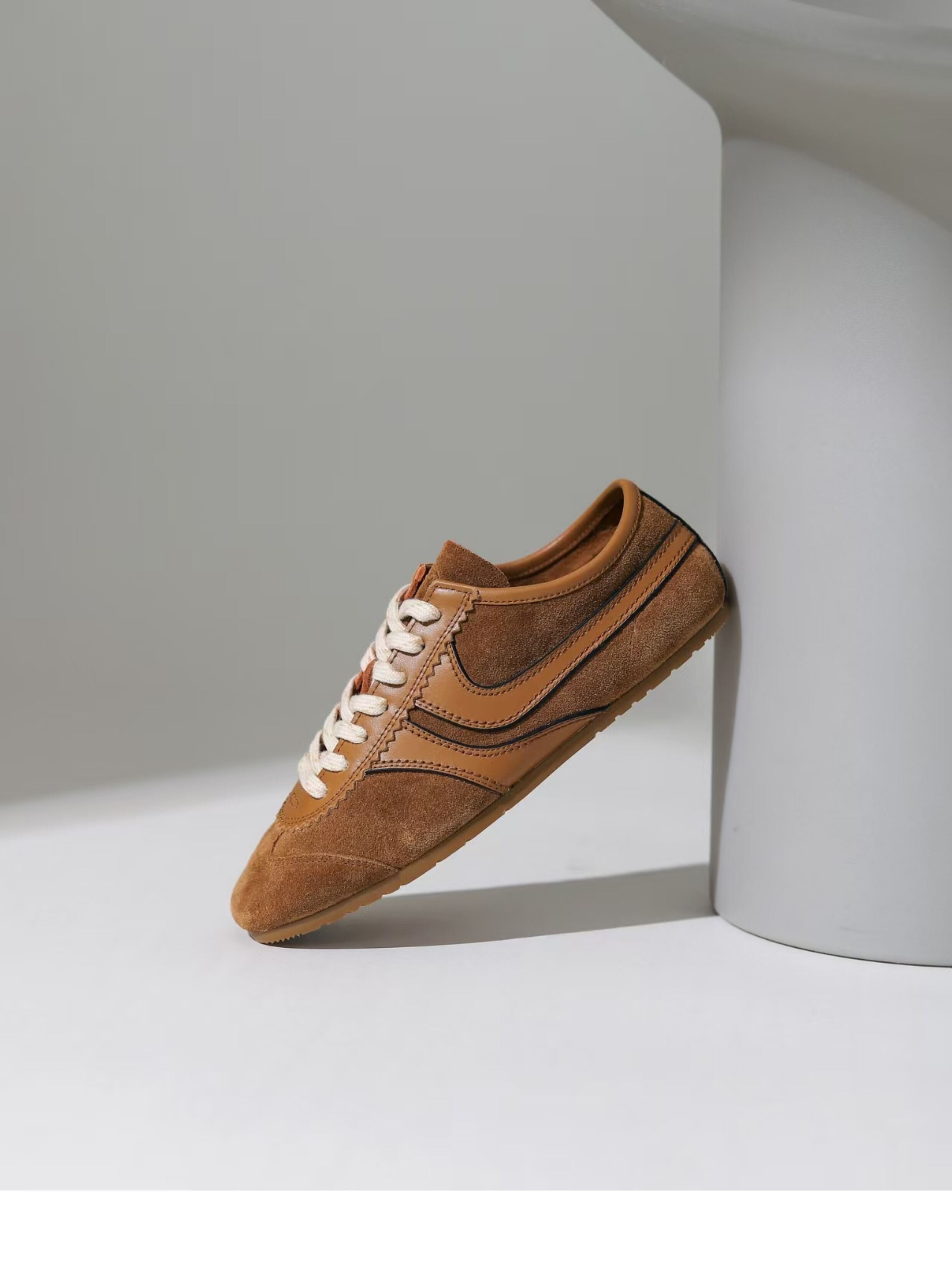 Olive Green Agam Shoes Deqin Casual Sneakers Women's Flat Bottom Sports Shoes Easy to Wear Comfortable Leather Interior · v12