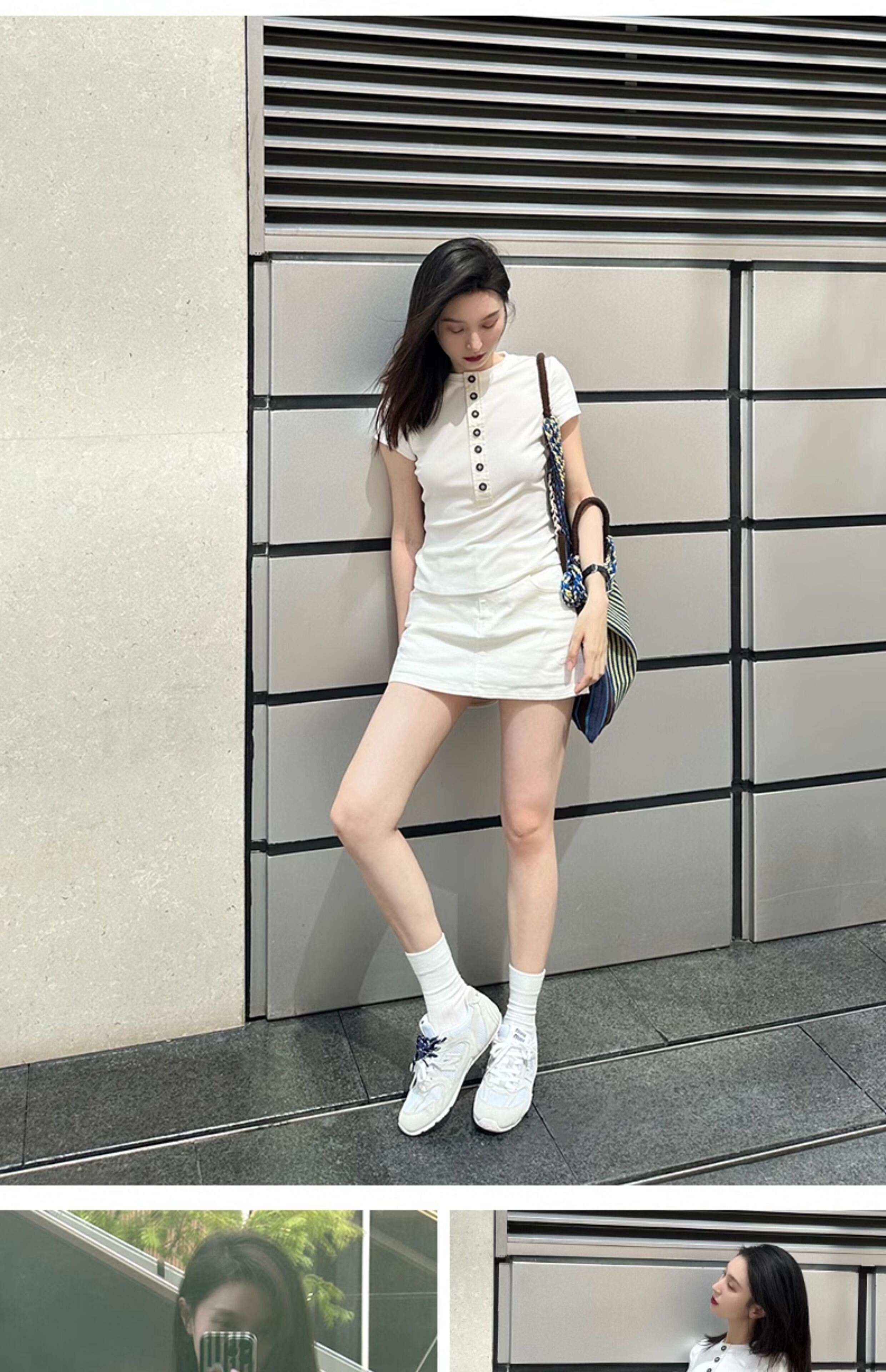TROU NOIR Spring Summer New Style Women's Slim Fit White T-Shirt Henry Collar Short Sleeve Base Shirt round Neck Commute Simple · v3