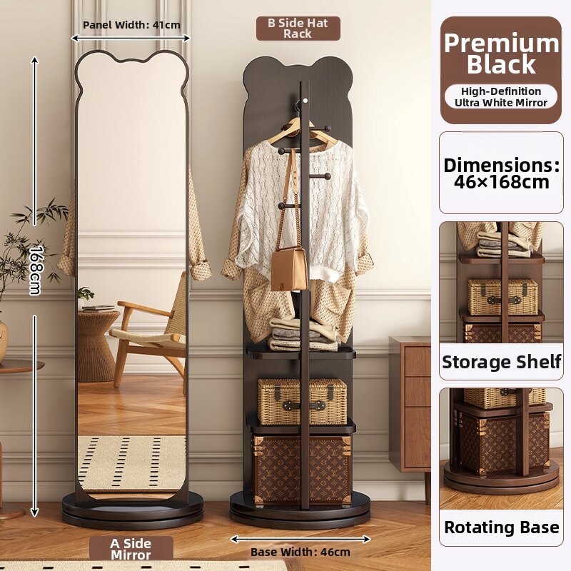 Rotatable Mobile Full Length Mirror With Hanger