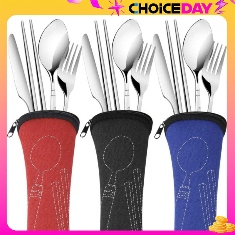 BINLU 3pcs Korean Cutlery Set with Zipper Case