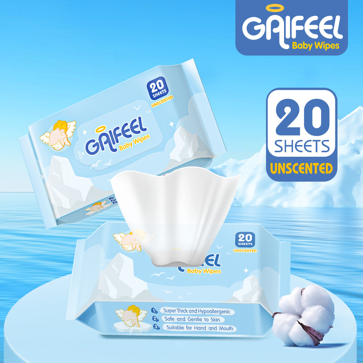 Gaifeel baby wet wipes mini wet tissue baby wipes x 1 pack