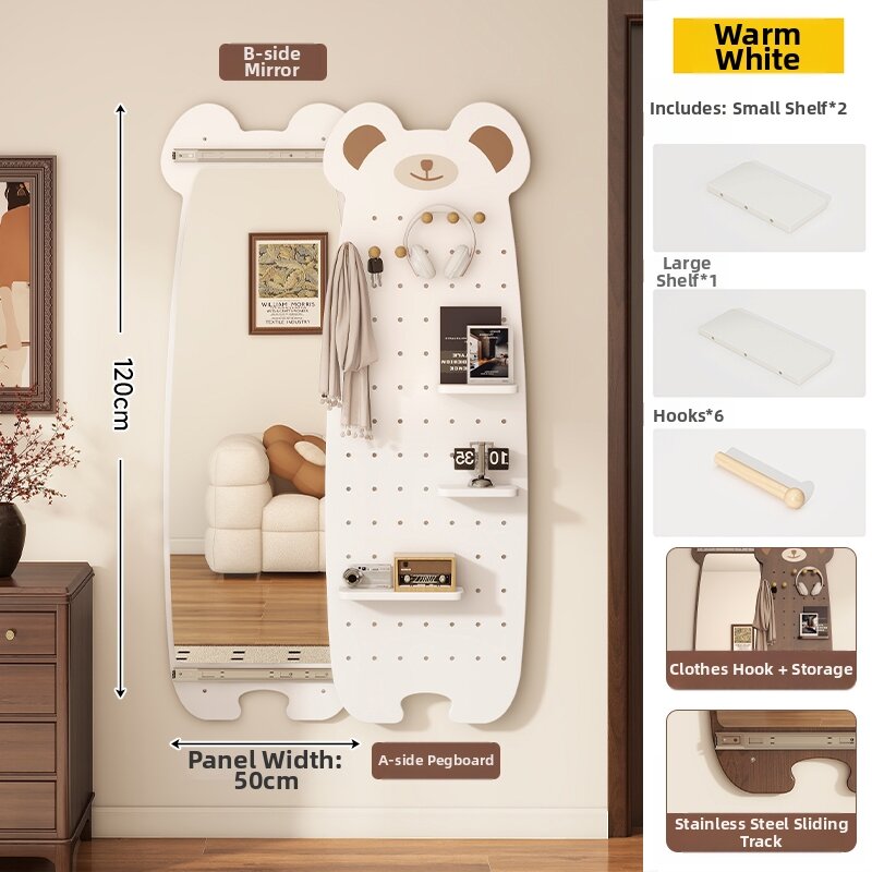 Sliding Wall-Mountable Concealable Full-Body Mirror