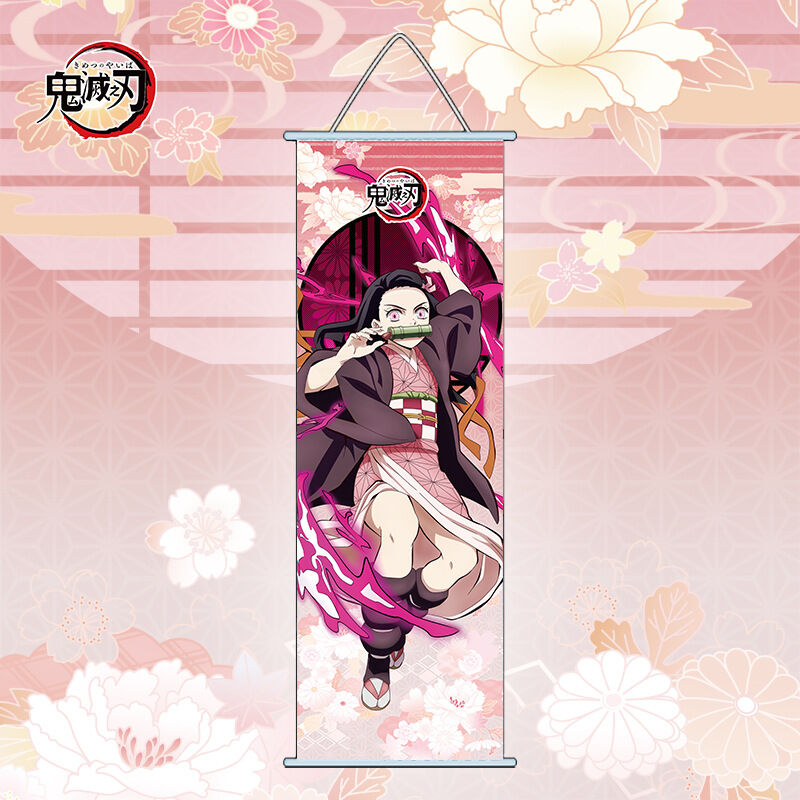 Bandai | New Demon Slayer Hanging Paintings Reel Long Cartoon Kamado Nezuko Poster Wall Decoration Holiday Gifts Anime Peripherals