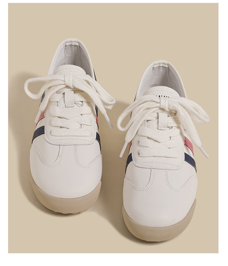 White Dequn Shoes Women's Casual Flat Bottom Sports Fashionable Spring Autumn New Style Versatile Dad Sneakers Comfortable Rubber Sole · v11