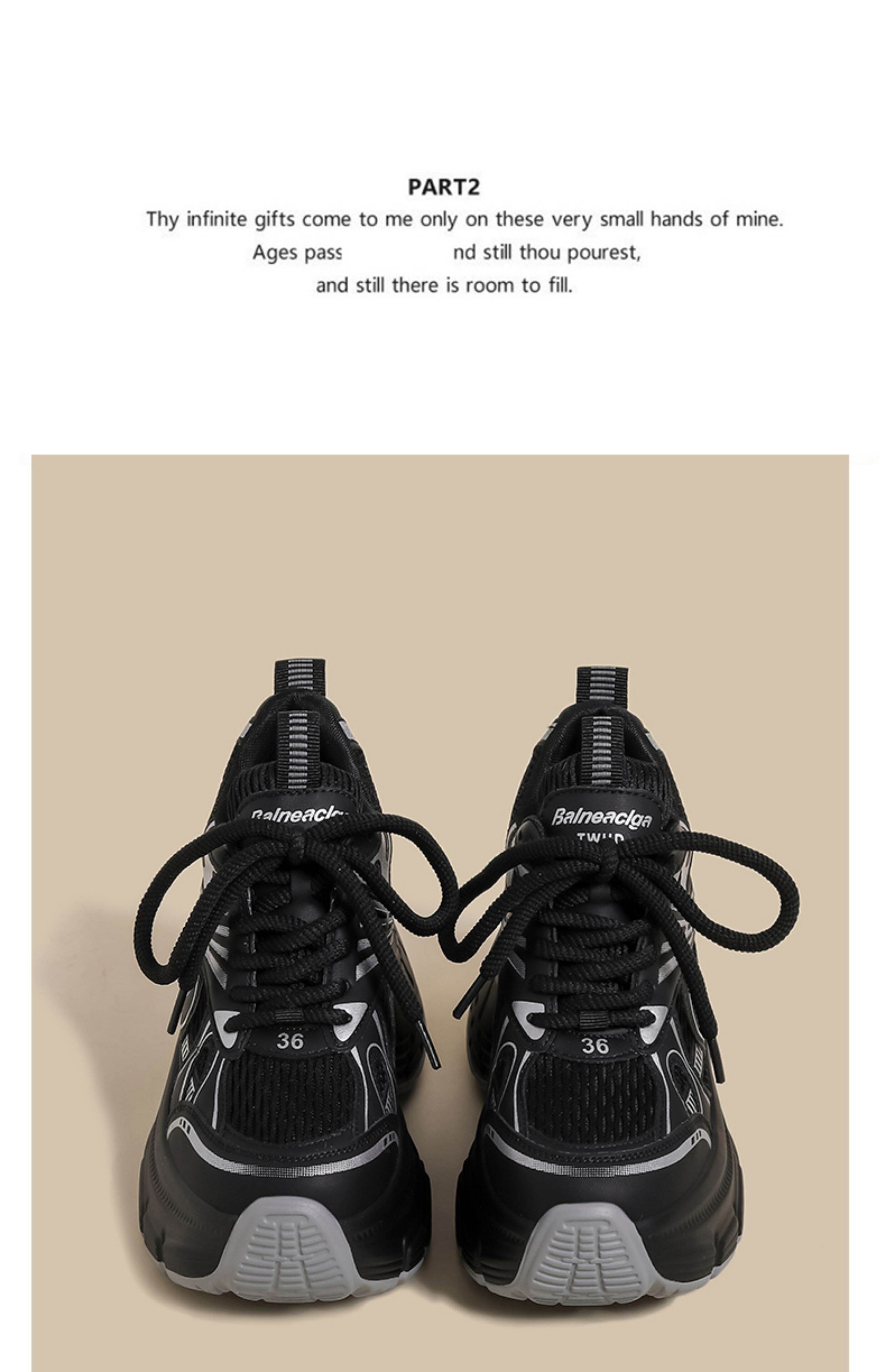 Women's Sport Shoes Casual Thick Bottom Net Surface Heightening Silver Color Spring New Style Fashionable round Head Rubber Outsole · v27