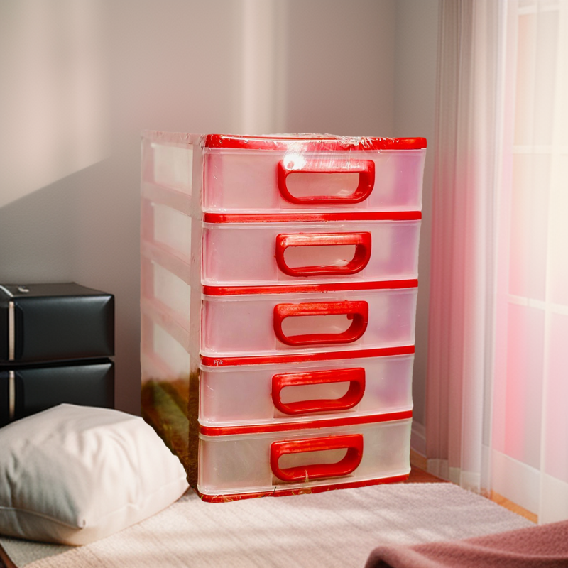 Mini small drawer 5 in 1 table drawer blue, pink, red baby office drawer Set. 