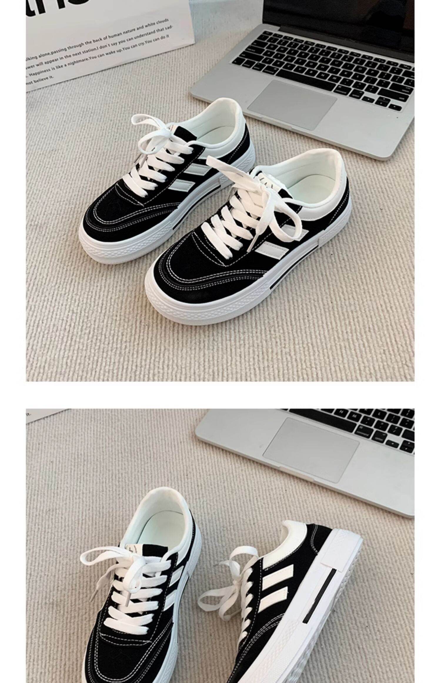Black Canvas Sneakers Women's Casual Breathable Sports Shoes Spring New Style Versatile Flat Shoes Comfortable Low Top round Toe · v7