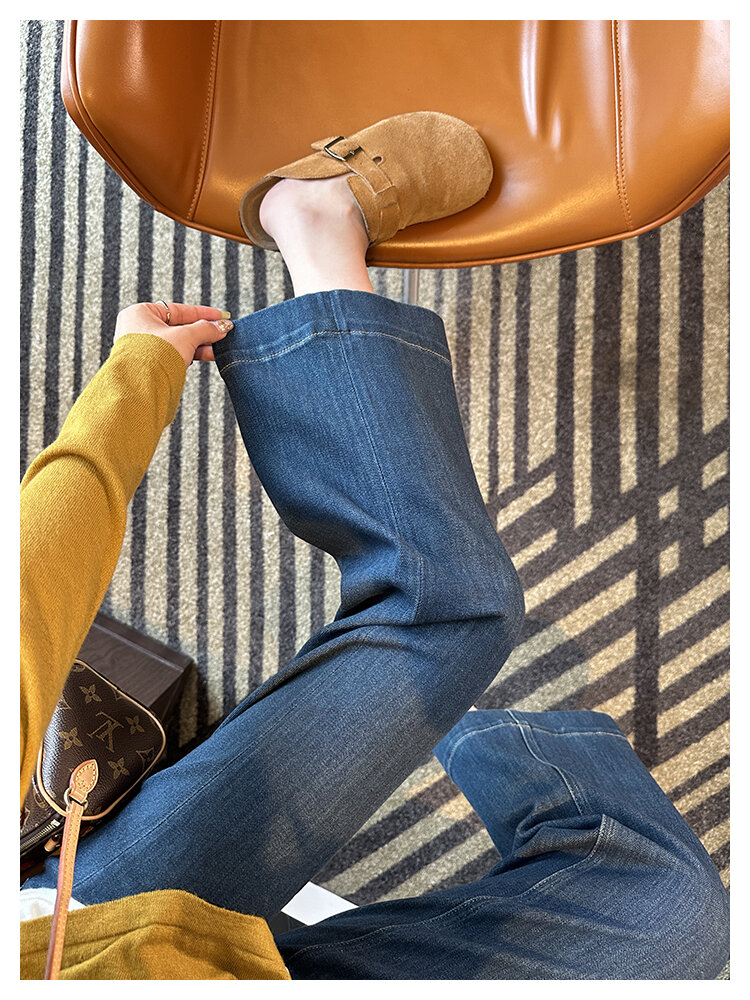 The Style Is Too Good! Retro Blue Straight-leg Denim Female 2024 Autumn New Arrival Ninth Loose Slim Looking Loose Pants · v2
