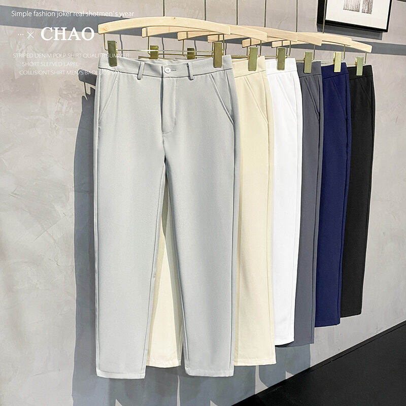 Fall Small Suit Pants Men's Ninth Pants Sub-Pendant Drape Silm Tapered Casual Pants Men Business All-Match Suit Pants Tide