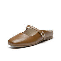 DUSTO | New Summer Elegant Rhinestone French Style Half Slipper Flat Mary Jane Sandals