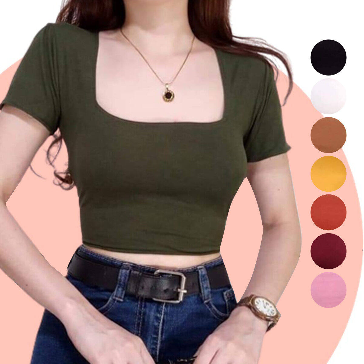 BeautiquePH Square Neck Crop Top - Trendy Women's Fashion