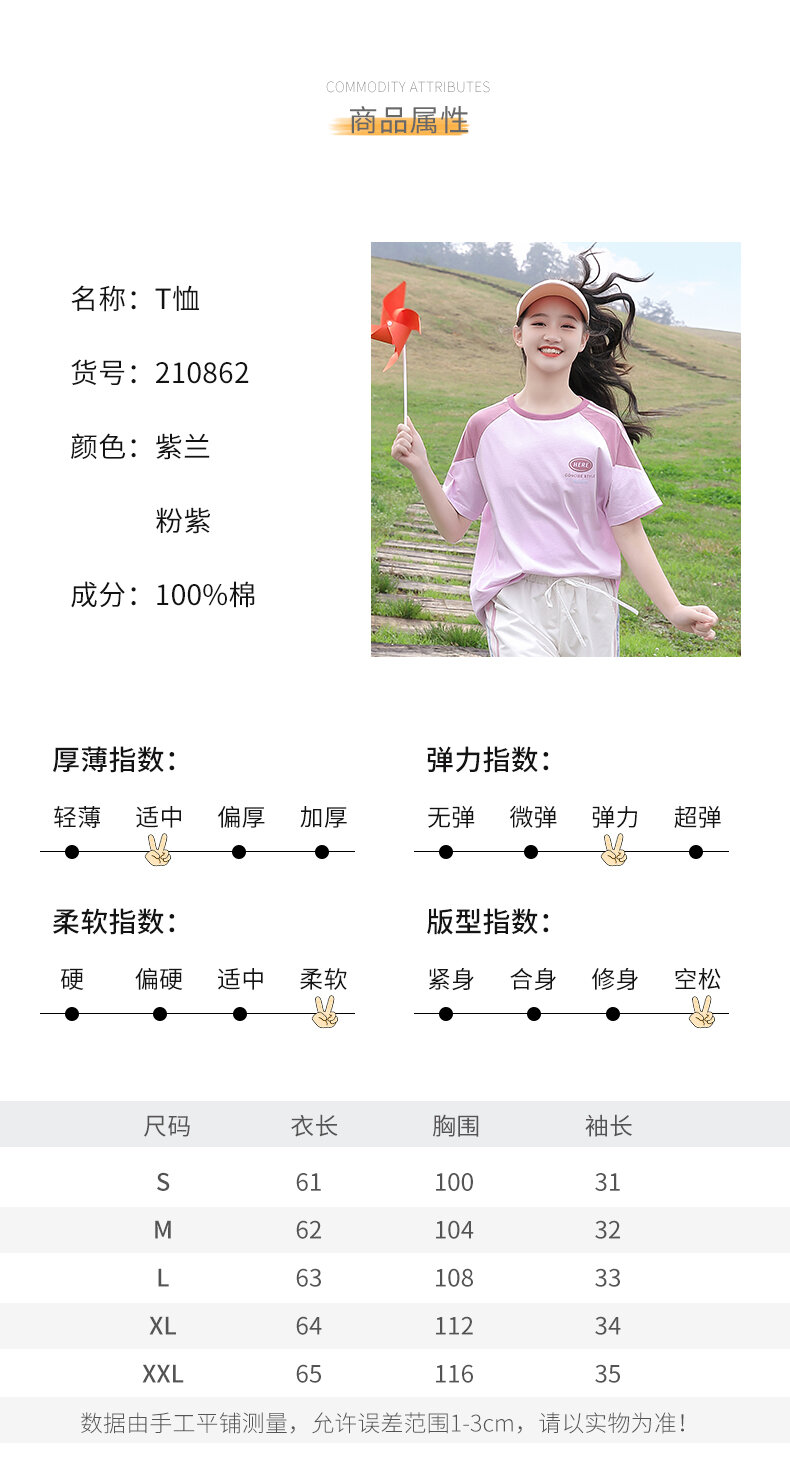 Junior High School Girls Short Sleeve T-shirt Loose Summer Wear 2024 New Arrival High School Student Youth Girlish 12 Half Sleeve 15 Years Old · v2