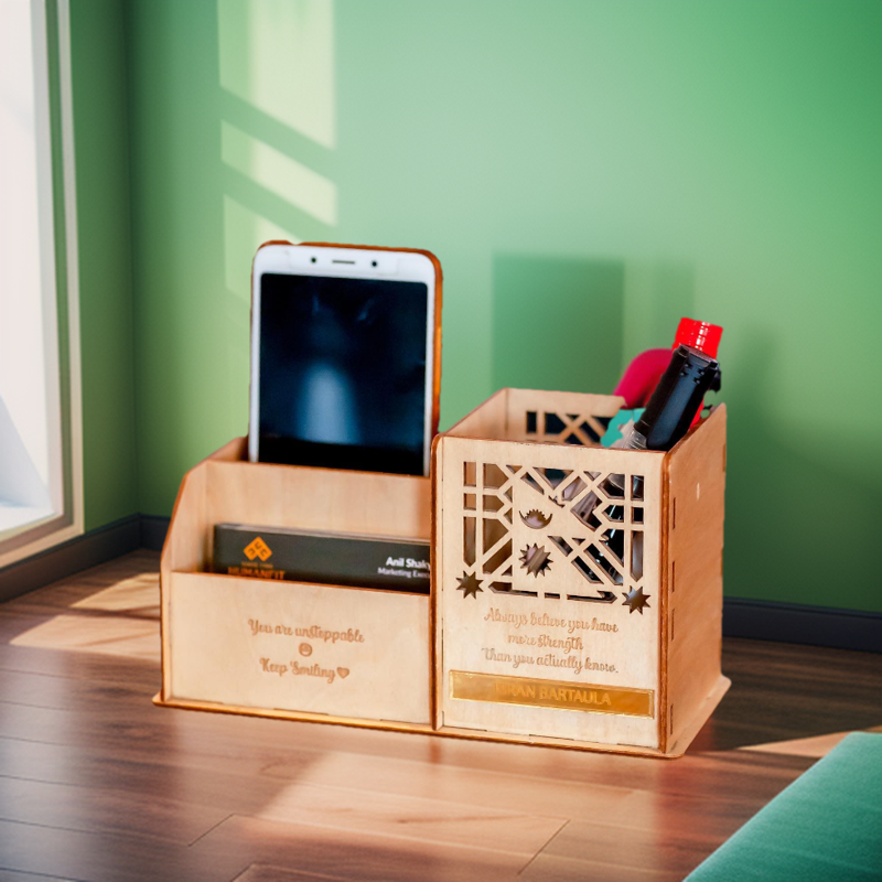 Masta Kala Wooden Table Organizer Customizable. 