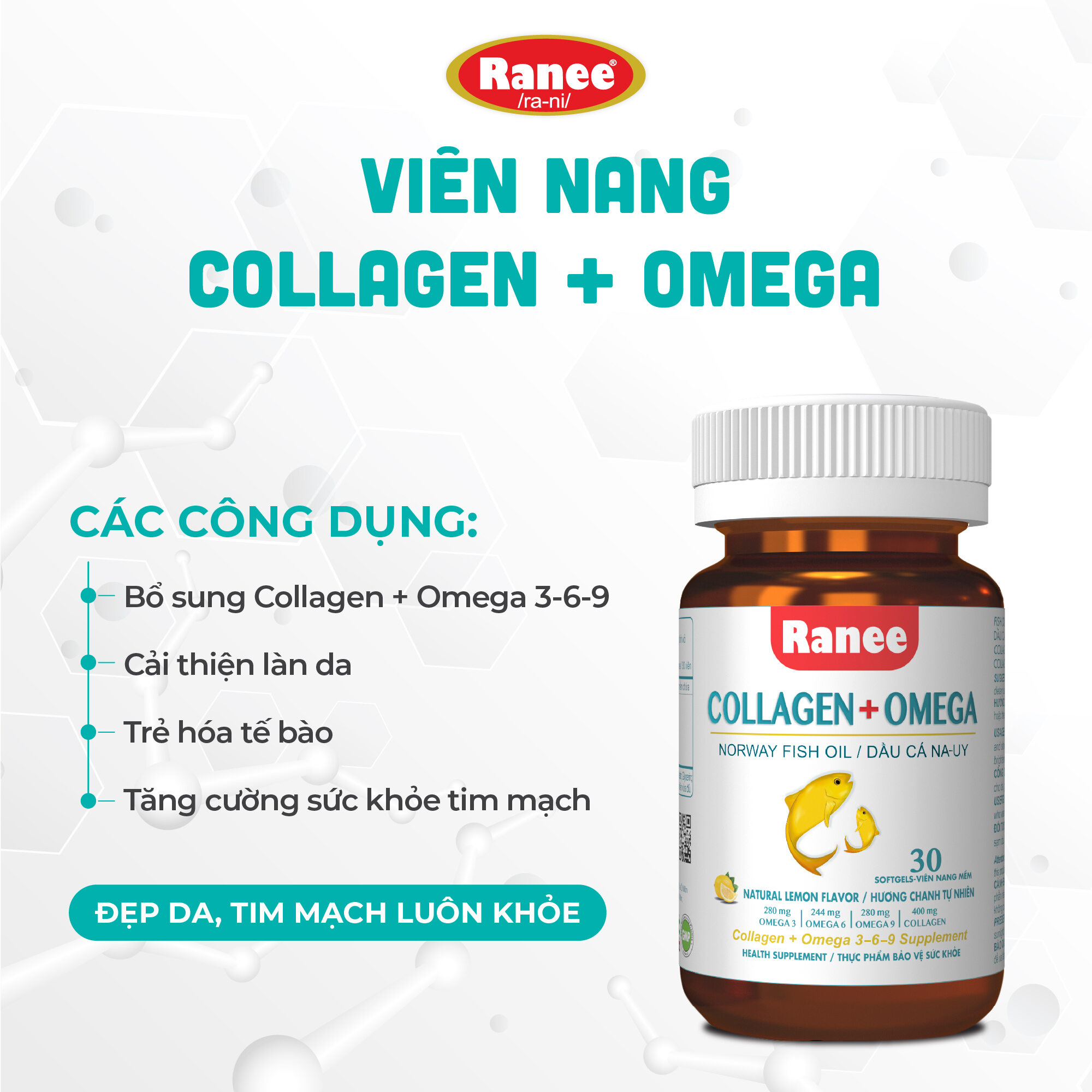 Viên Nang Collagen + Omega Đẹp da, ngăn ngừa lão hóa da