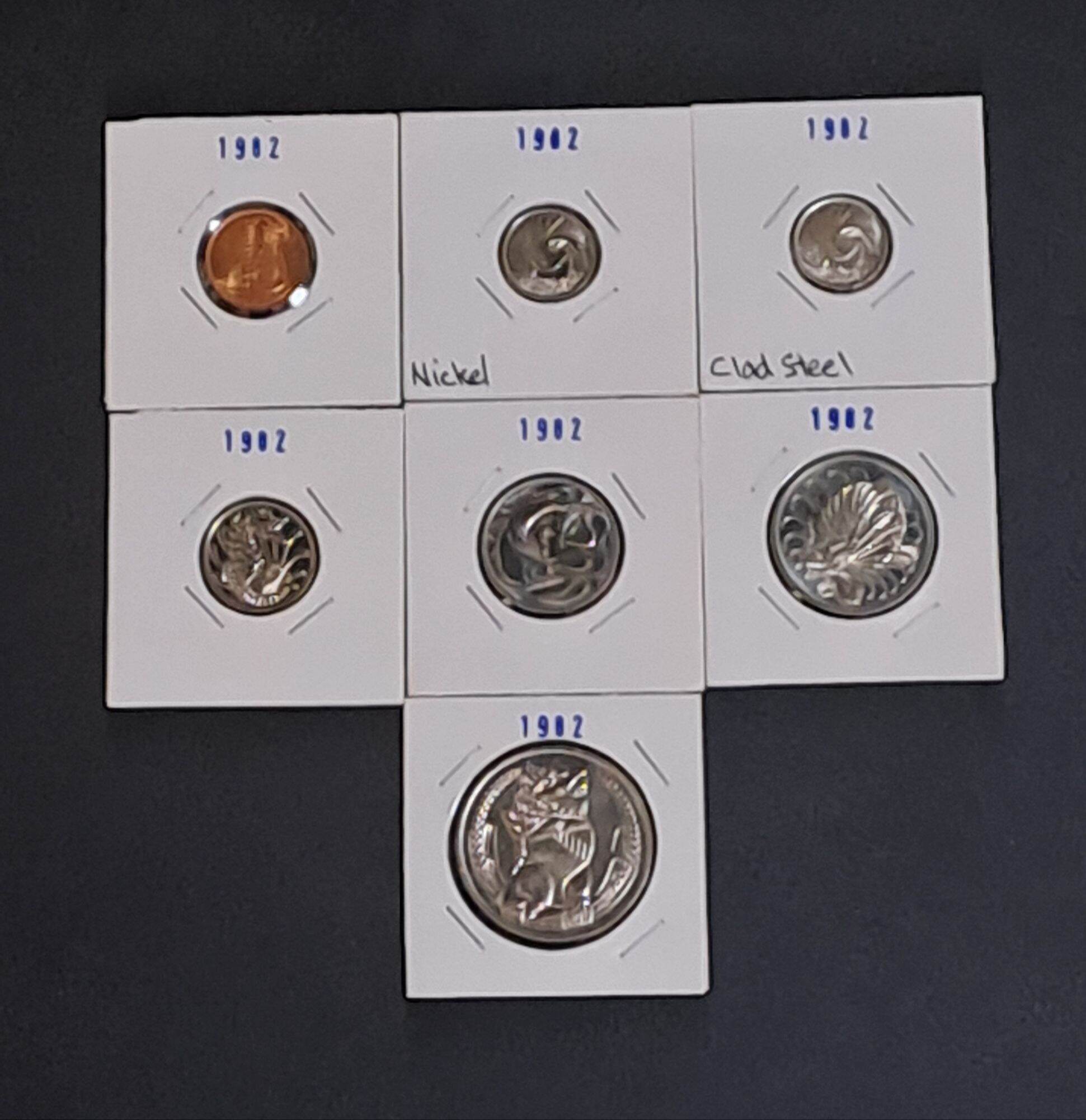 7 pcs set 1980 singapore 1 cent to $1 with nickel & clad steel 5 cents uncirculated
