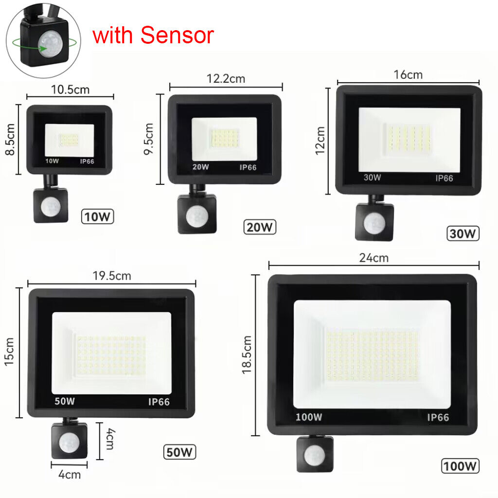 LED FloodLight PIR Motion Sensor Waterproof Outdoor Wall Light Led Spotlight 100W 50W 30W 20W 10W For Garden Street Lighting