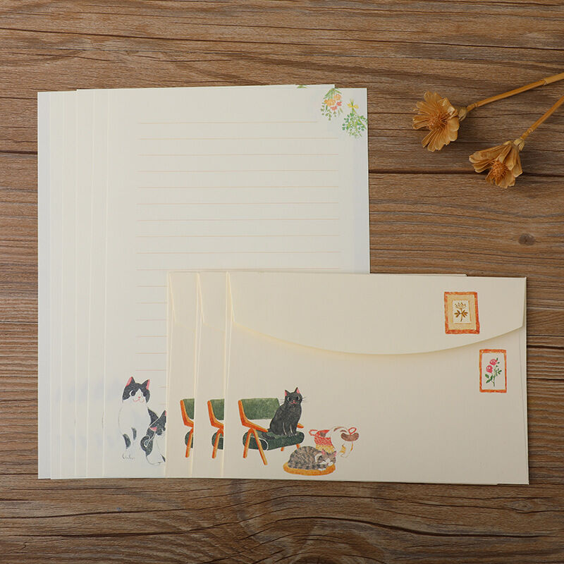 10Pcs Cartoon Cat Envelopes Stationery Envelopes DIY Gift Packaging Wedding Invitation Cover Stationery Student Supplies