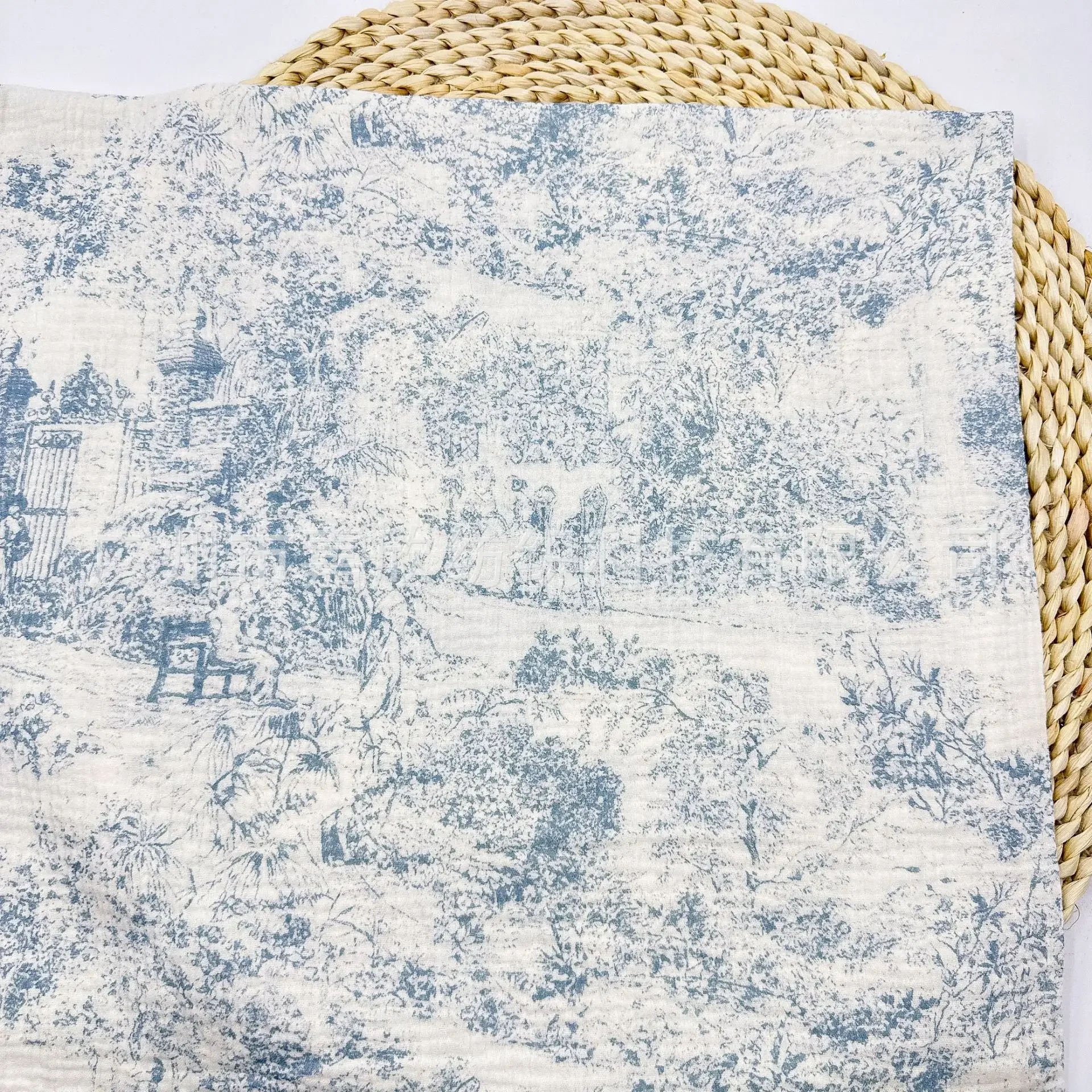 Pure Cotton Muslin Fabric Double Layer Printed Landscape Baby Clothing Blanket Material Childrens Apparel Fabric