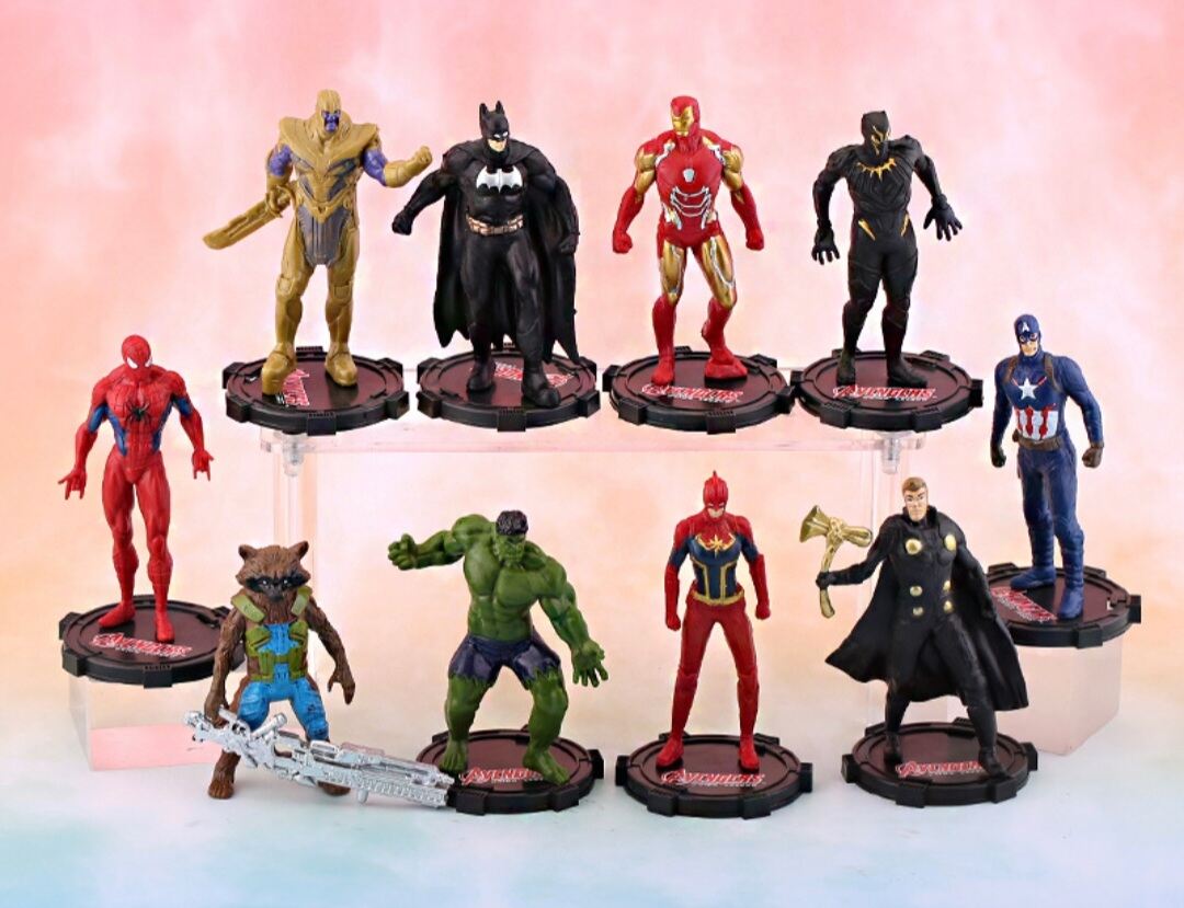 The Avengers Groot Thanos Hulk Thor Iron 12 PCS Action Figure Cake Topper Toy US 