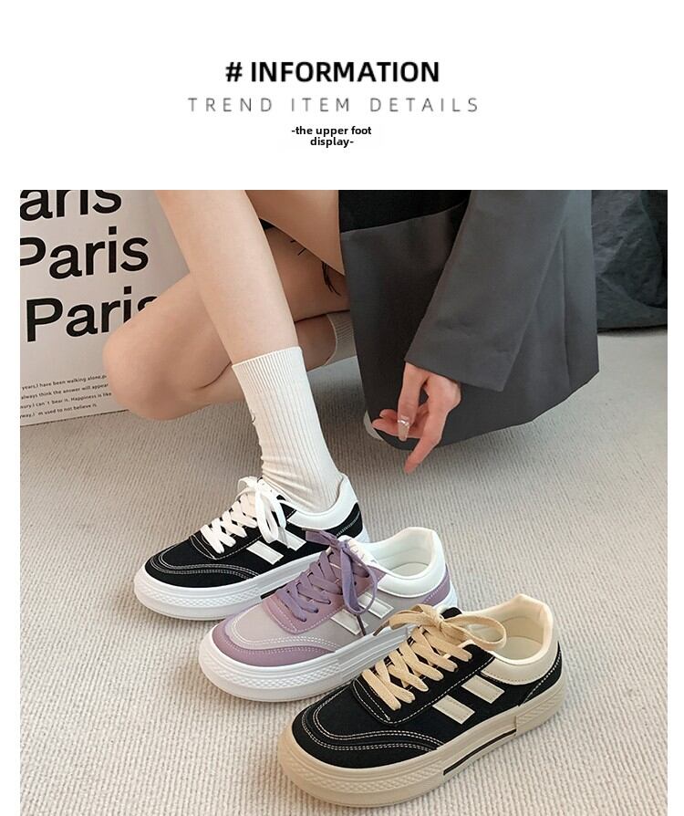 Black Canvas Sneakers Women's Casual Breathable Sports Shoes Spring New Style Versatile Flat Shoes Comfortable Low Top round Toe · v7