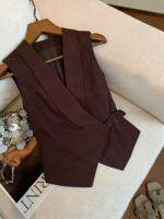 XUNZHU | French Retro V-Neck Sleeveless Waist-Cinching Top