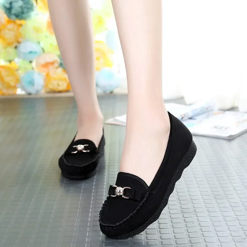 Spring New Casual Goddess Style Metal Bow Women's Gommino Fashion Non-Slip All-Matching Korean Style Maternity Shoes