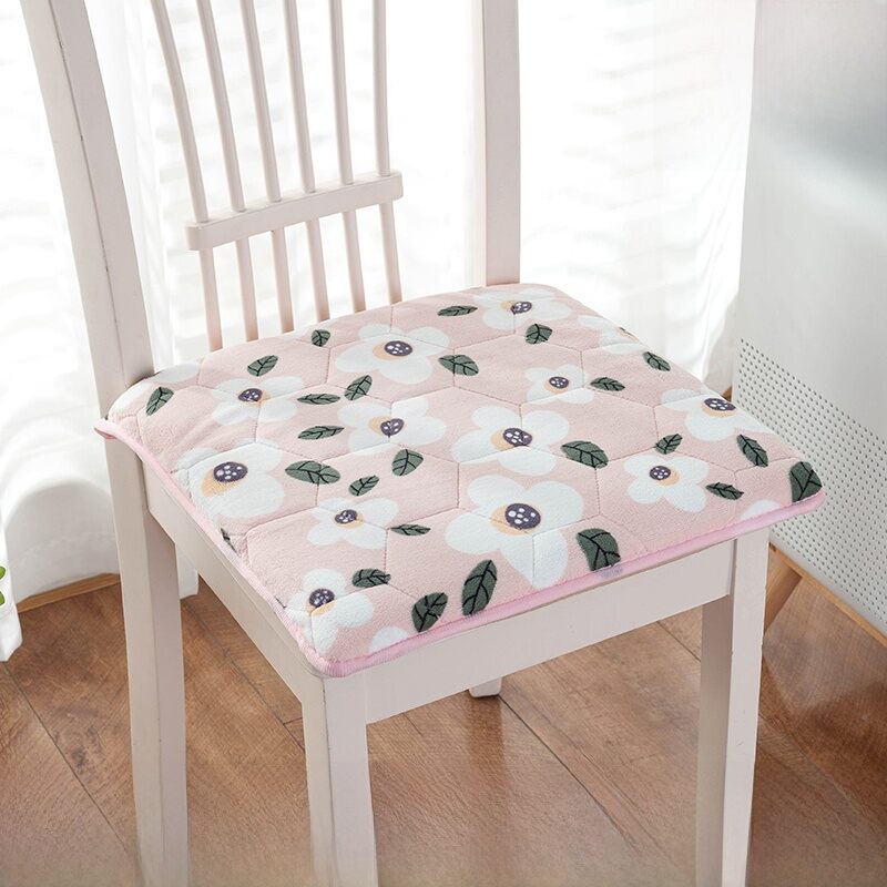 Thickened Soft Seat Cushion Office Chair Pad Winter Butt Padded Home Dining Table Chair Pad Modern Simple Style Flower Pattern