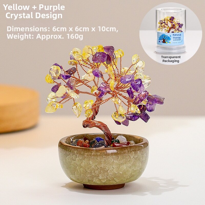 YINXIANGKONGJIAN | Good Fortune Cat Crystal Tree Decorative Figurine