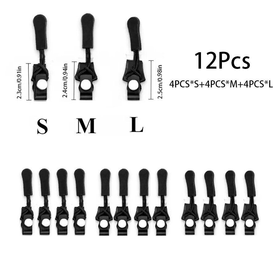 6/12/24Pcs Universal Replacement Zipper Pulls Quick Zipper Repair Sliders for Clothes Backpacks Luggage Shoes & Boots