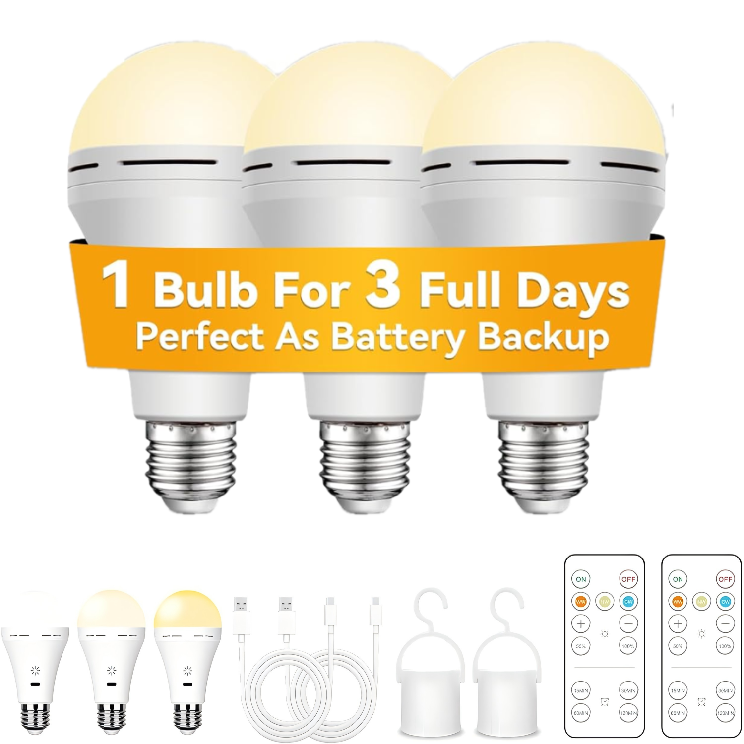 Rechargeable Light Bulbs 2600mAh Large Battery Backup Light Bulb Perfect As Emergency Lights for Home Hurricane Prepareness Item