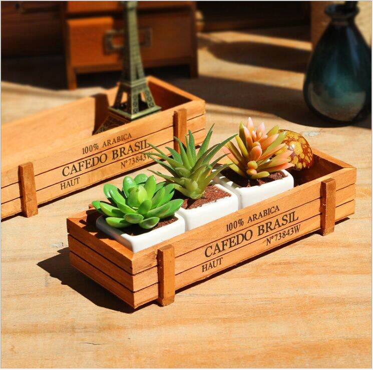 Wood Plant Box: Large Capacity Storage & Retro Garden Decorations
