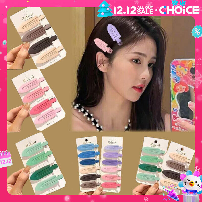 3 cái / Tóc mái liền mạch màu kẹo với kẹp tóc Heart Color nữ tính Siêu đỏ với kẹp tóc vịt ở bên phụ kiện tóc