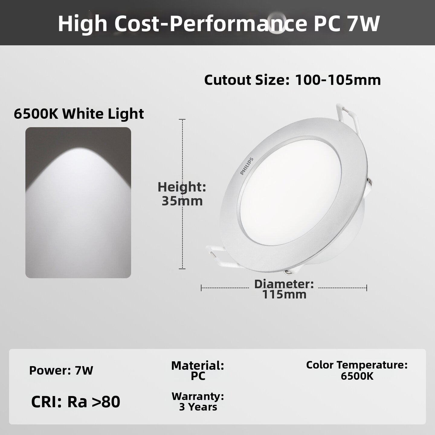 Philips | Commercial Ultra-thin High Power LED Recessed Downlight 120mm