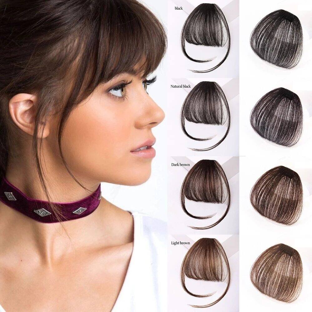 Phụ nữ tóc mái ngang không khí Kẹp Tóc tổng hợp giả tua tóc giả tự nhiên kẹp cho nữ bangs Đen Nâu