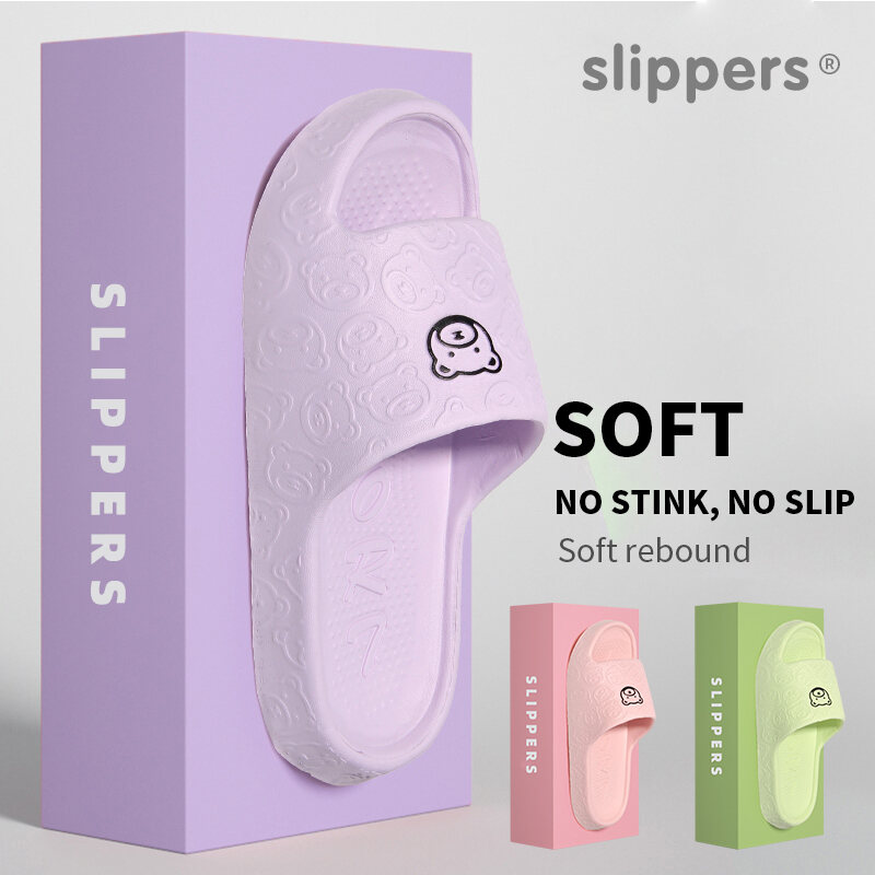 Dép xốp mang trong nhà hình gấu con, chống trượt, mềm mại êm chân