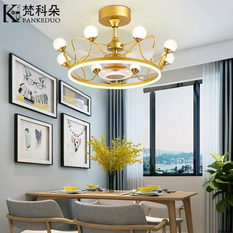 Ceiling Fan Lights 2021new Hall Chandelier Ceiling Integrated Kitchen Electric Fan Lamp Dining Room Dining Room Fan Light