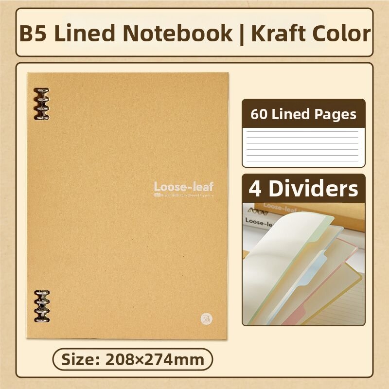 SANNIANERBAN | Cartoon Food Pattern A5 Detachable Ring Binder Notebooks
