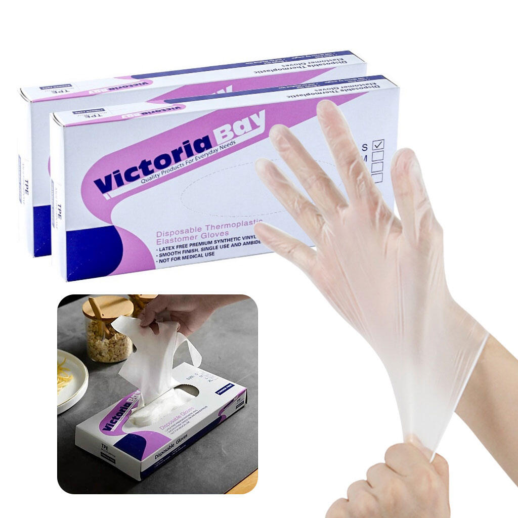 Hộp 100 găng tay nấu ăn siêu dai Victoria Bay bao tay làm bếp găng tay cao su siêu dai Chất lượng cao TPE kháng khuẩn chống mùi hôi an toàn sử dụng cho khách hàng.